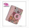 Fashion flower style lady wallet made of high quanlity cow leather