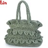 Fashion green paper straw bag