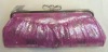 Fashion handbag evening purse pink shiny fabric