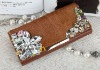 Fashion horse hair and clear crystal leather wallet