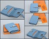 Fashion leather ladies brand folding blue wallets