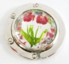 Fashion metal foldable handbag hanger with flower ZM-HB018.