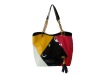 Fashion patent leather patch design handbag