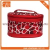 Fashion portable red polyester small women's travel cosmetic box with mirror