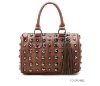 Fashion rivet brick red handbag