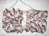 Fashion rosary satin fabric handbag with ribbon stripe