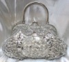 Fashion silver handbag with sequence and beaded embroidery