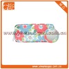 Fashion women's colourful polyester flower pattern beauty case with mirror