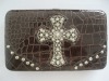 Fashion women's purse with rhinestone cross