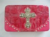 Fashion women's purse with rhinestone cross