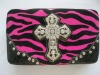 Fashion women's purse with rhinestone cross