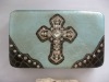 Fashion women's purse with rhinestone cross