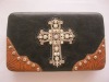 Fashion women's purse with rhinestone cross