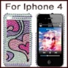 Fashionable Sweat Heart Rhinestone hard case for iPhone 4