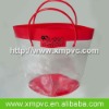 Fashionable clear vinyl shopping handbag with red handle XYL-H040