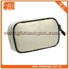 Fashionable cute top zipper closure canvas white cosmetic bag