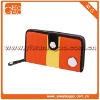 Fashionable lovely canvas button closure long orange coin purse