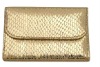 Faux Snake Leather Business Card Case - Gold