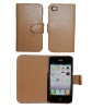 Flip PU Leather Case for iPhone 4 in Wallet Snap-in design