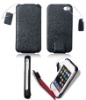 Flip top level Genuine (real) leather case for iPhone 4G