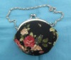 Floral print coin purse with chain