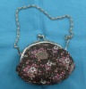 Floral print coin purse with chain