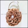 Flower Crystal Satin brown lady Evening Bag