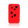 Flower Protective Silicone Case & Free Screen Protector for iPhone 3G/3GS (Red/Black)