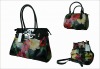 Flower print leather lady handbag