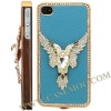 Flying Eagle Diamond Leather Coated Hard Case for iPhone 4(Baby Bule)