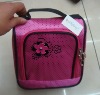 Foamed Satin Cosmetic Travel Bag,Beatuty Bag Decorated with Flower