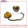 Foldable Heart shape handbag hanger with Acrylic Stone