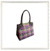 Foldable PU handle Shiny PP&PE  plastic woven handbag