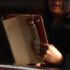 Foldable leather case with delicate belt design for iPad 2