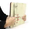 Foldable leather case with delicate belt design for iPad new