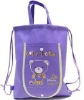 Foldable purple non woven kids drawstring backpack