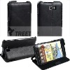 Folio style genuine leather case for Samsung Galaxy Note i9220 leather cover, a stand cell phone case--Hot selling!!