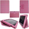 For Samsung Galaxy Tab 10.1 P7510 P7500 Flip Leather Case Polka Dots Pattern (Pink with white dots)