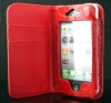 For iPhone 4 4G 4S Wallet Croco Skin with Card Holder Leather Case