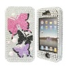 For iPhone 4 Front and Back Butterflies Pearl Diamond Cover Case
