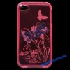 For iPhone 4S/iPhone 4G Flower and Butterfly Gel TPU Case(Pink)
