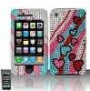 For iphone 3G case, full diamond rainbow hearts case for iphone 3g