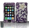 For iphone 3G case, full diamond white flower case for iphone 3g