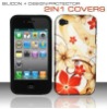For iphone 4 / 4S case of Water Decal Gold and Red Flower Hard case