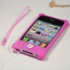 Free Shipping Fashion Pink Bubbles Case Cover For iPhone 4 With Lanyard LF-0658