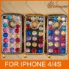 Free Shipping! Hard Color Diamond Electroplating Cover Case For iphone4 4s LF-0623