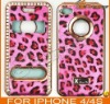 Free Shipping Hot Luxury Leopard Grain Back Case Cover For iPhone 4 4S LF-0527