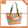 Funky Floral Souvenir Coated Canvas Tote Bag, Printed Shiny Beach Bag