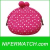 Fushia Silicone polka dots coin purse bag
