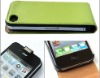 Genuine Flip Leather Case Cover For iPhone 4 4G Green